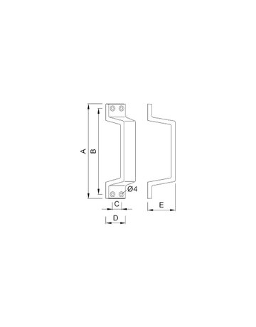 Bild OT-Schiebetürgriff, 5316, eckig, L 160mm, B 30mm, messingfarbig, eloxiert - KWS-1
