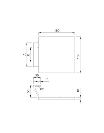 Bild HT-Griffplatte, 8210, Quadrat, BA50, Ø 18, Aluminium - KWS-1