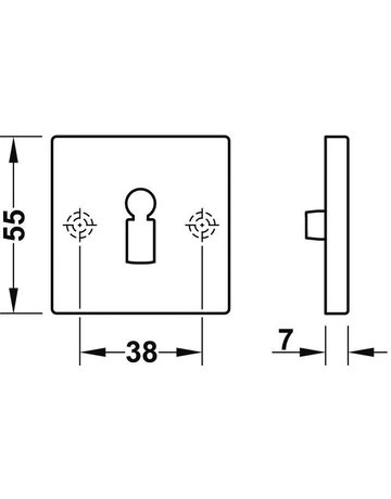 Bild Schlüsselrosettenpaar ASL® 12 1704 eckig,BB, 7mm,ER - FSB-1