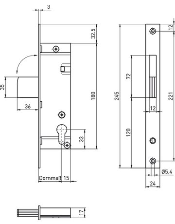 Bild Schwenkriegelschloss 1320-PZ/30 ohne Schliessblech 24K Niro - BMH-1