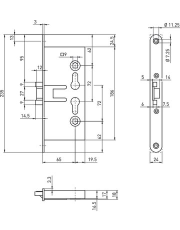 Bild Stahltür E-Schloss 24 rd verzinkt LS/RS Nr. 1739/65/9 PZW - BMH-1