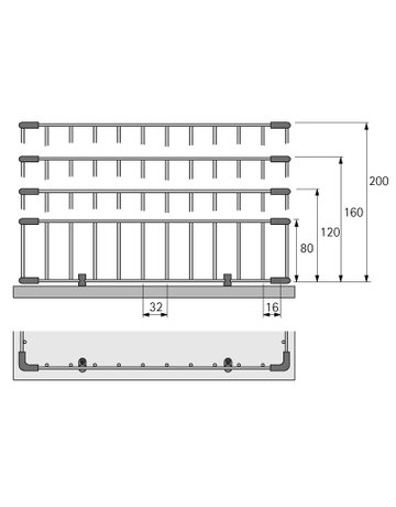 Bild Innenauszug- Umrandungsgitter, 49204, Länge 2.110mm, Höhe 200mm, Stahl weiß - Hettich-1