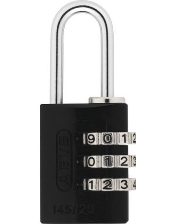 Bild AV - Zahlen-Vorhangschloss-Set 145/20 B/DFNLI, Aluminium massiv, schwarz, silber - ABUS-1