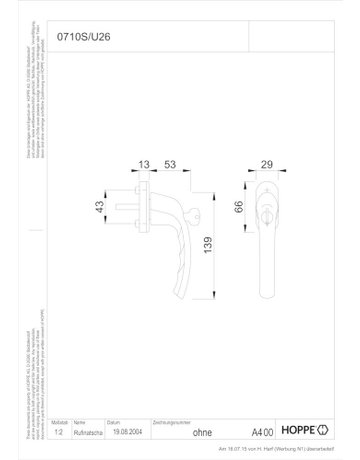 Bild Drehkipp-Fenstergriff, abschließbar, Tôkyô 0710S/U26, DIN Links-Rechts, 7/37mm, verkehrsweiß - HOPPE-1