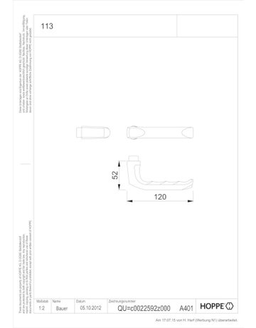 Bild Drückerpaar London 113 8mm,TS30-49,F4 eloxiert - HOPPE-1