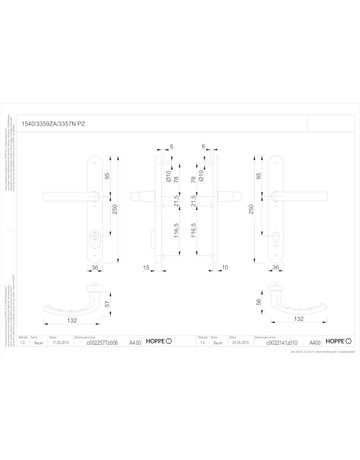 Bild HOPPE Sicherheits-Drückergarnitur Liège 1540/3359ZA/3357N, Langschild oval, 15mm, ES 1, mit Zylinderabdeckung, Profilzylinder gelocht, Entfernung 92mm, Vierkant 8mm, Türstärke 67-72mm, stahlfarbig eloxiert-1