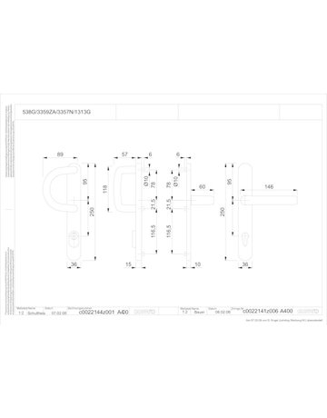 Bild HOPPE Sicherheits-Wechselgarnitur Liverpool 538G/3359ZA/3357N/1313G, Langschild oval, 15mm, ES 1, mit Zylinderabdeckung, Profilzylinder gelocht, Entfernung 92mm, Vierkant 8mm, Türstärke 67-72mm, naturfarben eloxiert-1