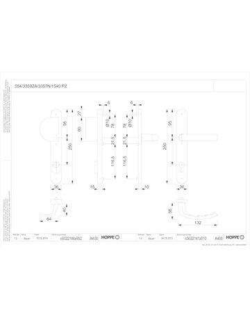 Bild HOPPE Sicherheits-Wechselgarnitur Liège 554/3359ZA/3357N/1540, Langschild oval, 15mm, mit Zylinderabdeckung, Profilzylinder gelocht, Entfernung 92mm, Vierkant 8mm, Türstärke 67-72mm, dunkelbraun seidenglänzend beschichtet-1