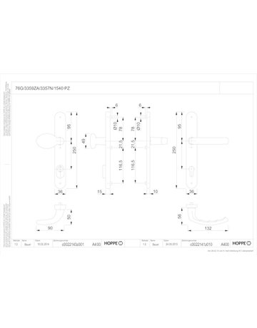 Bild HOPPE Sicherheits-Wechselgarnitur Liège 76G/3359ZA/3357N/1540, Langschild oval, 15mm, mit Zylinderabdeckung, Profilzylinder gelocht, Entfernung 92mm, Vierkant 8mm, Türstärke 67-72mm, stahlfarbig eloxiert-1