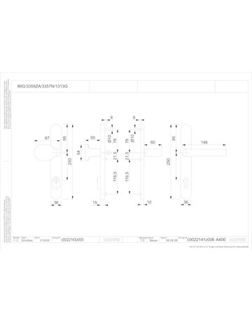Bild HOPPE Sicherheits-Wechselgarnitur Liverpool 86G/3359ZA/3357N/1313G, Langschild oval, 15mm, ES 1, mit Zylinderabdeckung, Profilzylinder gelocht, Entfernung 92mm, Vierkant 8mm, Türstärke 67-72mm, naturfarben eloxiert-1