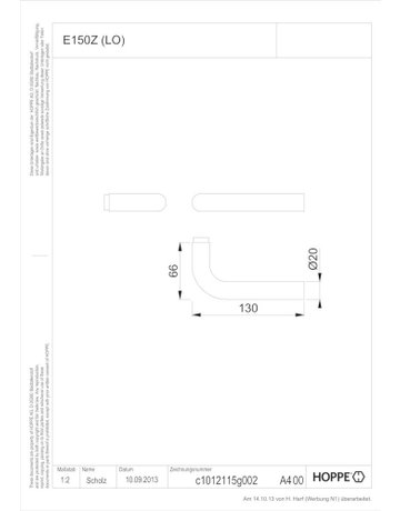 Bild Drückerlochteil Bonn E150Z 8mm,F69 - HOPPE-1