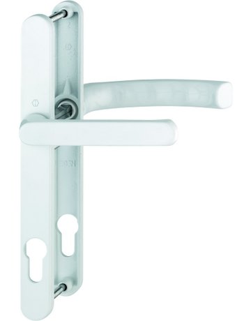 Bild HOPPE Drückergarnitur Liège 099KH/303N/1540, Langschild, oval, Profilzylinder gelocht, Entfernung 92mm, Vierkant 8mm, Türstärke 67 - 72mm, Befestigungstechnik mit Stütznocken, weiß, verkehrsweiß, beschichtet-0