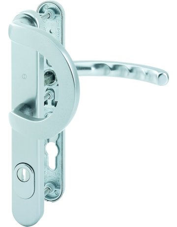 Bild HOPPE Sicherheits-Wechselgarnitur Luxembourg 513G/3359ZA/3357N/1500, Langschild oval, 15mm, ES 1, mit Zylinderabdeckung, Profilzylinder gelocht, Entfernung 92mm, Vierkant 8mm, Türstärke 67-72mm, naturfarben eloxiert-0
