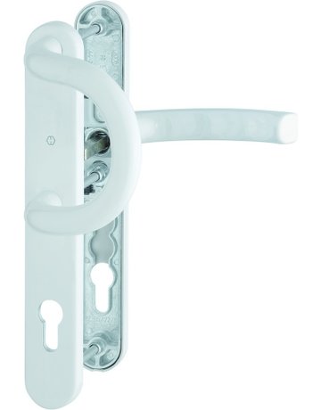 Bild HOPPE Wechselgarnitur Liège 538G/3357N/1540, Langschild, oval, Profilzylinder gelocht, Entfernung 92mm, Vierkant 8mm, Türstärke 67 - 72mm, Befestigungstechnik mit Stütznocken, weiß, verkehrsweiß, beschichtet-0