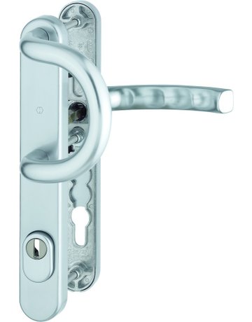Bild HOPPE Sicherheits-Wechselgarnitur Liège 538G/3359ZA/3357N/1540, Langschild oval, 15mm, ES 1, mit Zylinderabdeckung, Profilzylinder gelocht, Entfernung 92mm, Vierkant 8mm, Türstärke 67-72mm, naturfarben eloxiert-0