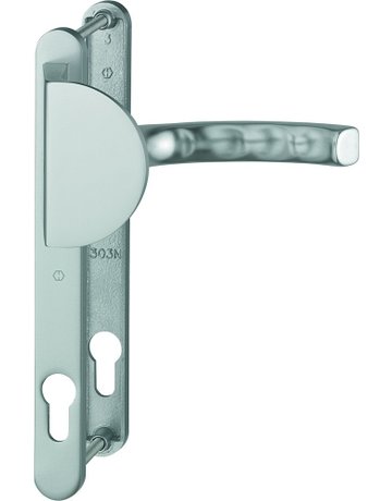 Bild HOPPE Wechselgarnitur Liège 554/303N/1540, Langschild, oval, Profilzylinder gelocht, Entfernung 92mm, Vierkant 8mm, DIN Rechts, Türstärke 67 - 72mm, Befestigungstechnik mit Stütznocken, grau, stahlfarbig, eloxiert-0