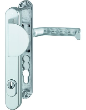 Bild HOPPE Sicherheits-Wechselgarnitur Liverpool 554/3359ZA/3357N/1313G, Langschild oval, 15mm, ES 1, mit Zylinderabdeckung, Profilzylinder gelocht, Entfernung 92mm, Vierkant 8mm, Türstärke 67-72mm, naturfarben eloxiert-0