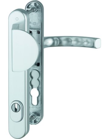 Bild HOPPE Sicherheits-Wechselgarnitur Liège 554/3359ZA/3357N/1540, Langschild oval, 15mm, mit Zylinderabdeckung, Profilzylinder gelocht, Entfernung 92mm, Vierkant 8mm, Türstärke 67-72mm, naturfarben eloxiert-0