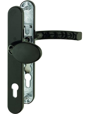 Bild HOPPE Wechselgarnitur Liège 76G/3357N/1540, Langschild, oval, Profilzylinder gelocht, Entfernung 92mm, Vierkant 8mm, Türstärke 67 - 72mm, Befestigungstechnik mit Stütznocken, braun, dunkelbraun seidenglänzend beschichtet-0