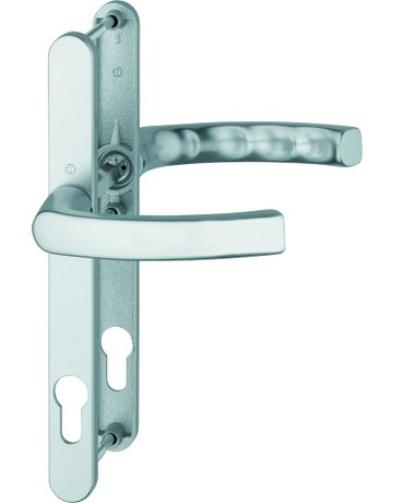 Bild HOPPE Drückergarnitur Liège 1540/303N, Langschild, oval, Profilzylinder gelocht, Entfernung 92mm, Vierkant 8mm, Türstärke 67 - 72mm, Befestigungstechnik mit Stütznocken, silber, naturfarben, eloxiert-0