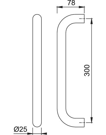 Bild HOPPE Stoßgriff E5000, BA 300mm, L 325mm, Durchmesser 25mm, verdeckt verschraubt, edelstahl matt-1