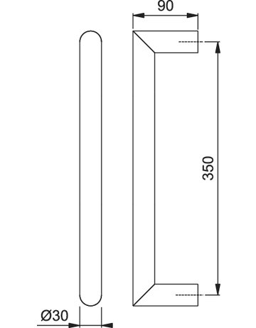 Bild HOPPE Stoßgriff E5015, BA 350mm, L 380mm, Durchmesser 30mm, verdeckt verschraubt, edelstahl matt-1