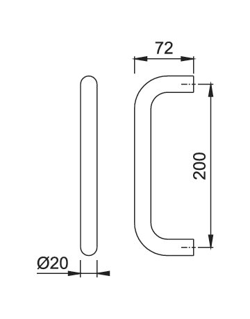Bild HOPPE Stoßgriffpaar E5040, BA 200mm, L 220mm, Durchmesser 20mm, Türstärke 37 - 57mm, verdeckt verschraubt, edelstahl matt-1