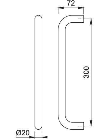 Bild HOPPE Stoßgriffpaar E5040, BA 300mm, L 320mm, Durchmesser 20mm, Türstärke 37 - 57mm, verdeckt verschraubt, edelstahl matt-1