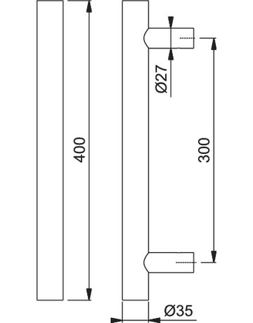Bild HOPPE Stoßgriff E5061, BA 300mm, L 400mm, Durchmesser 35mm, verdeckt verschraubt, edelstahl matt-1