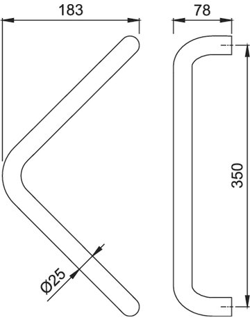 Bild HOPPE Stoßgriff E5200, BA 350mm, Breite 158mm, L 375mm, Durchmesser 25mm, verdeckt verschraubt, edelstahl matt-1