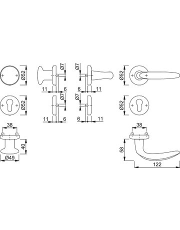 Bild HOPPE Wechselgarnitur Atlanta M90/23KV/23KVS/1530, Rosette, Profilzylinder gelocht, Vierkant 8mm, DIN Links-Rechts, TS 37 - 42mm, Befestigungstechnik mit Stütznocken, silber, verchromt-Resista-1