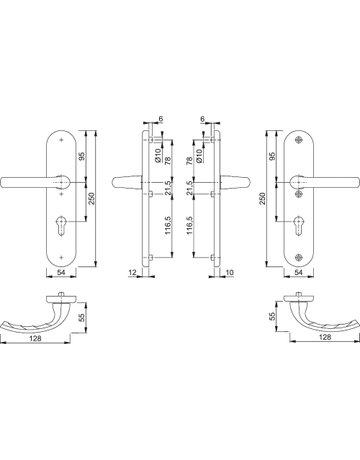 Bild HOPPE Sicherheits-Drückergarnitur Tôkyô 1710/3331/3410, Langschild oval, 12mm, ES 1, ohne Zylinderabdeckung, Profilzylinder gelocht, Entfernung 92mm, Vierkant 10mm, Türstärke 66-71mm, naturfarben eloxiert-1