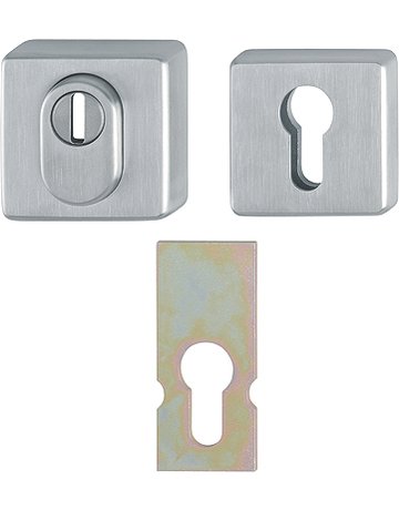 Bild HOPPE Schutzrosette E52NSB-ZA/52S, eckig, 15mm, ES 1, mit Zylinderabdeckung/Profilzylinder gelocht, edelstahl matt, Türstärke 57 - 62mm-0