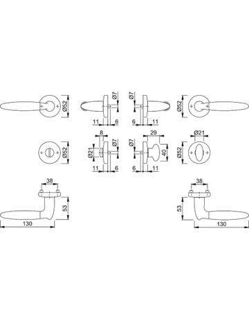 Bild HOPPE Drückergarnitur Athinai M156/19KV/19KVS, Rosette, WC Schlitzkopf, Vierkant 8mm, Riegel-Vierkant 8mm, DIN Links-Rechts, TS 37 - 42mm, Befestigungstechnik mit Stütznocken, mehrfarbig, matt verchromt/buchenholz-1