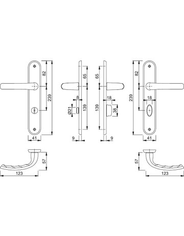 Bild HOPPE Drückergarnitur Tôkyô M1710RH/265, Langschild, oval, WC Schlitzkopf, Entfernung 78mm, Vierkant 8mm, Riegel-Vierkant 8mm, Türstärke 37 - 42mm, Befestigungstechnik ohne Stütznocken, silber, satiniert verchromt-Resista-1