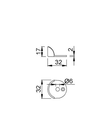 Bild Pufferkappe, 2509, für Türpuffer, Ø 32mm, H 17mm, dunkelbraun einbrennlackiert - KWS-1