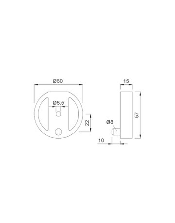 Bild Unterlage, für Türpuffer, 2559, ALU, Ø 60mm, H 15mm farbig kunststoffbeschichtet - KWS-0