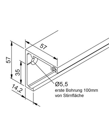 Bild OT-Laufprofil,6000mm,Aluminium GT-L,silberfarbig,eloxiert - HELM-1