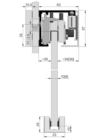 Bild OT-Schiebetürbeschlag,m.Laufsch.,ed.opt. GT-L 80,L3000,ESG/VSG - HELM-1