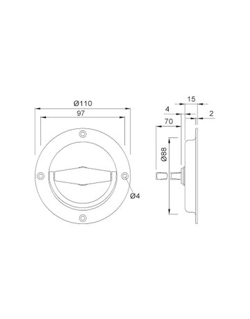 Bild Muschelgriff 5938 rund, Ø110,Stiftteil,UG,9mm,si vz - KWS-1