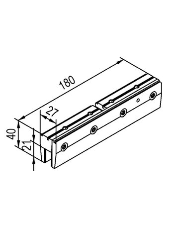 Bild Glasklemmstück 12 mm ESG 180 mm 150,Aluminium silberfarbig eloxiert H=40 - HELM-1