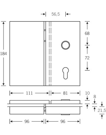 Bild Ganzglastürschloss 13 4220 UG,8-10mm,DR,ER,FlüFA - FSB-1