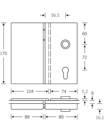 Bild Ganzglastürschloss 13 4224 PZ,8-10mm,DR,F1,FlüFA - FSB-1