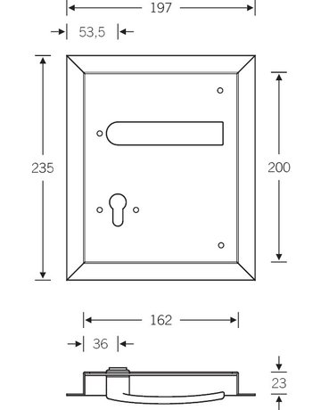 Bild Turnhallenbeschlag 77 7949 234x197,für Rosette,PZ72,DR,8mm,ER,TS55 - FSB-1
