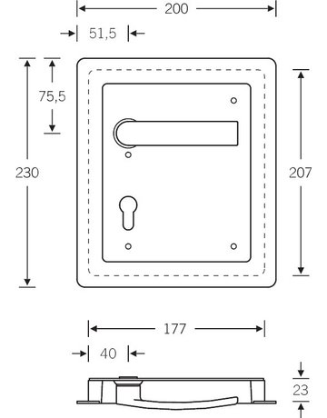 Bild Turnhallenbeschlag 77 7950 230x200,für Schild,PZ88,DR,8mm,F1,TS55 - FSB-1