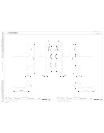 Bild HOPPE Drückergarnitur Liège 1540/3347N, Langschild, oval, Profilzylinder gelocht, Entfernung 92mm, Vierkant 8mm, Türstärke 72 - 82mm, Befestigungstechnik mit Stütznocken, braun, dunkelbraun seidenglänzend beschichtet-1