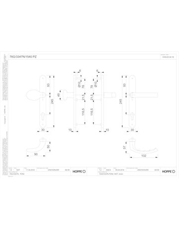 Bild HOPPE Wechselgarnitur Liège 76G/3347N/1540, Langschild, oval, Profilzylinder gelocht, Entfernung 92mm, Vierkant 8mm, Türstärke 72 - 82mm, Befestigungstechnik mit Stütznocken, schwarz, schwarz matt-1