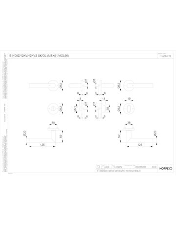 Bild HOPPE Drückergarnitur Amsterdam E1400Z/42KV/42KVS, Rosette, WC Schlitzkopf, Vierkant 8mm, Riegel-Vierkant 8mm, DIN Links-Rechts, TS 37 - 42mm, Befestigungstechnik mit Stütznocken, braun, kupferfarben satiniert-Resista®-1