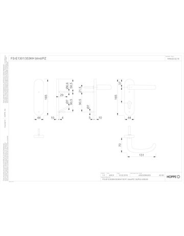 Bild HOPPE Standflügelgarnitur San Francisco FS-E1301/353KH, Kurzschild, oval, Blind/Profilzylinder gelocht, Entfernung 72mm, Vierkant 9mm, Türstärke 40 - 65mm, Befestigungstechnik mit Stütznocken, grau, edelstahl matt-1