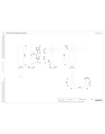 Bild HOPPE Standflügelgarnitur Rotterdam FS-E1401/353KH, Kurzschild, oval, Blind/ungelocht, Vierkant 9mm, Türstärke 40 - 65mm, Befestigungstechnik mit Stütznocken, grau, edelstahl matt-1